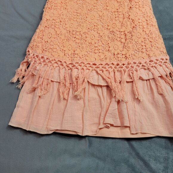 Just-One Crochet Lace Dress With Tassel Hem Size Small Boho Festival Fully Lined - Picture 7 of 11